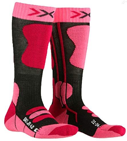 X-Socks Junior 4.0, Calze Invernali da Sci Unisex Bambini, Anthracite Melange/Fluo Pink, M