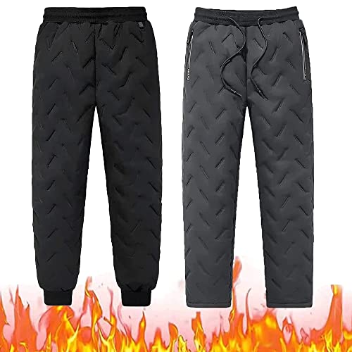 RUCRAK Unisex Fleece Jogging Bottoms, Winter Warm Thick Track Pants Thermal Fleece Jogger (2XL, Black Pencil Pants)