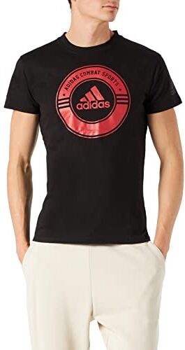 Adidas Maglietta Combat Sports, T-Shirt Unisex-Adulto, Nero/Rosso, L