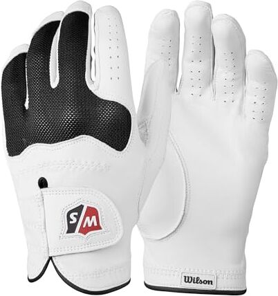 Wilson Staff Conform Glove,  Guanto da Golf, Mano Sinistra, Uomo, Spugna/Pelle Cabretta, Bianco/Nero, Taglia XL