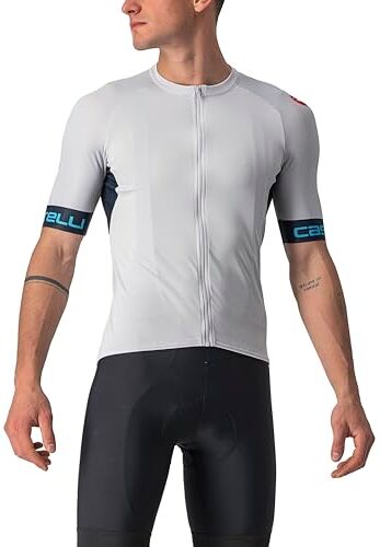 CASTELLI ENTRATA VI Jersey, Maglia da Ciclismo a Manica Corta Uomo, Grigio (Silver Gray/Savile Blue-Blu SK)