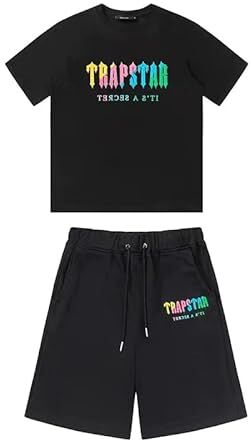 Generic Trapstar Chenille Decoded Embroidery Cotton T-shirt e Pantaloncini Casual Sweatsuit Set Tuta Sportiva Da Uomo T-shirt Trapstar Tuta Da Jogging, Unisex