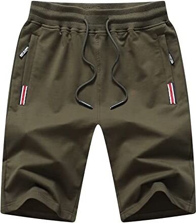 Tansozer Pantaloncini Uomo Shorts Running Uomo Cotone Sportivi Pantaloncini Corti Pantaloncini Palestra Uomo con Tasche Estivi Pantaloncini Corsa Verde S