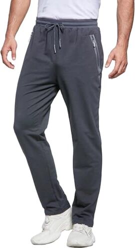 ZOXOZ Pantaloni Tuta Uomo Sportivi Pantalone Uomo Joggers Cotone Pantaloni Elasticizzati Uomo Jogging Slim Fit Felpa Corsa Fitness con Elastico in Vita Coulisse Regolabile Tasche Grigio Scuro XL