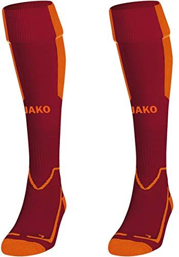 JAKO Calzettoni unisex Lazio, Unisex Adulto, Calzettoni, , Rosso vino/arancio fluo, 4 (39-42)