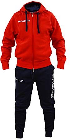 Perseo Sport Tuta Uomo Cotone Felpato Cappuccio Givova (XL, Rosso/Blu)