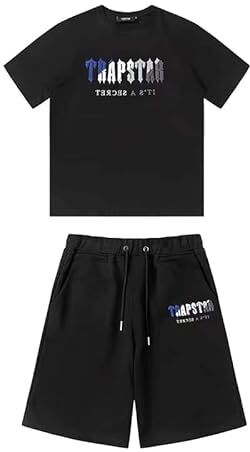 Generic Trapstar Chenille Decoded Embroidery Cotton T-shirt e Pantaloncini Casual Sweatsuit Set Tuta Sportiva Da Uomo T-shirt Trapstar Tuta Da Jogging, Unisex