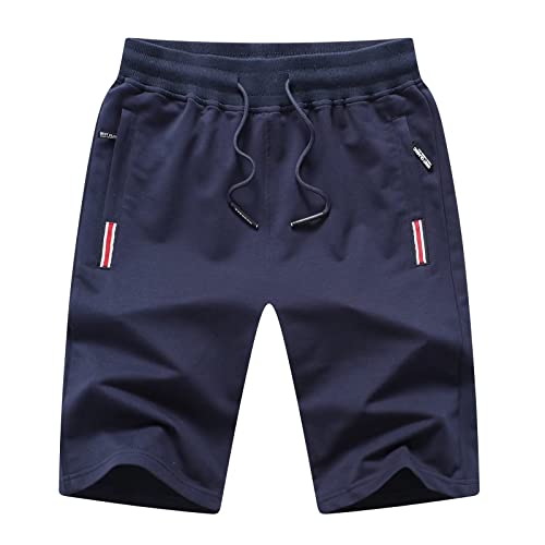 Tansozer Pantaloncini Uomo Shorts Running Uomo Cotone Sportivi Pantaloncini Corti Pantaloncini Palestra Uomo con Tasche Estivi Pantaloncini Corsa Blu M