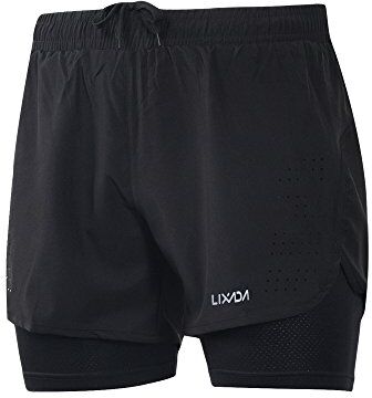 Lixada Pantaloncini da Running da Uomo, Pantaloncini da Corsa 2 in 1, Asciugatura Rapida, Allenamento Attivo Traspirante, Pantaloncini da Ciclismo da Jogging da Corsa con Fodera più Lunga