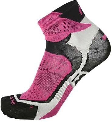 MICO CALZE RUNNING PROFESSIONAL 100% Made in Italy, Ultraleggere Extralight Weight, In Maglia in Poliammide, Unisex per Uomo e Per Donna Sportivi (XL, Nero/Fucsia)