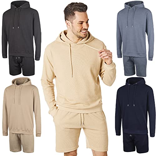 RIPT Performance Set uomo con cappuccio e set di abbigliamento da casa corto, Sabbia, S