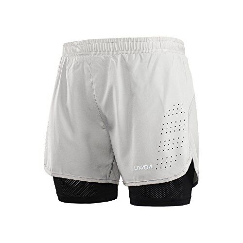 Lixada Pantaloncini da Running da Uomo, Pantaloncini da Corsa 2 in 1, Asciugatura Rapida, Allenamento Attivo Traspirante, Pantaloncini da Ciclismo da Jogging da Corsa con Fodera più Lunga