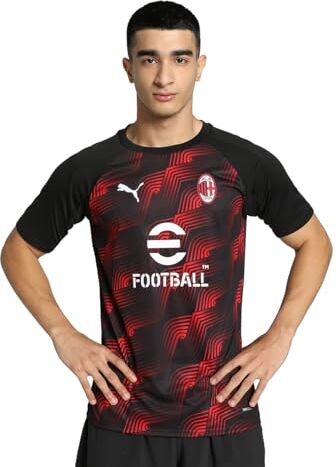 Puma AC MILAN Maglia Prematch, Stagione 2023/24, Adulto, Unisex,  Black-for all Time Red