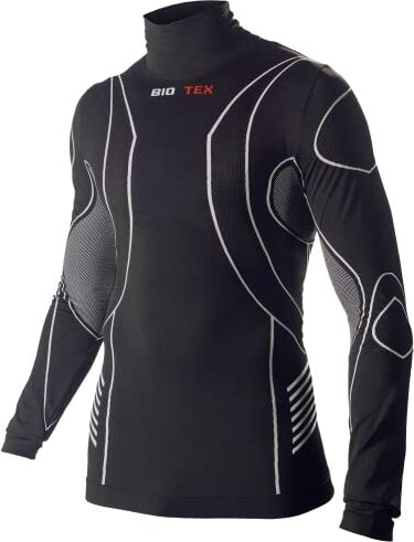 BIOTEX Lupetto Hightech per Ciclismo e Running, Intimo Tecnico Sportivo, Maglia Termica con 4 Zone di Compressione, Nero, Taglia I (XS/S)