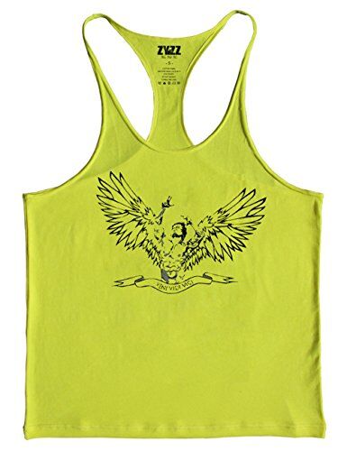 Muscle Alive Uomo Bodybuilding Canotte Palestra Zyzz Stringer Canottiera Cotone 02 Giallo S