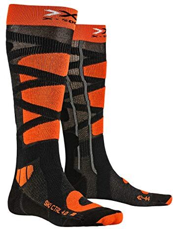 X-Socks Ski Control 4.0, Calzini Unisex-Adulto, Anthracite Melange/X-Orange, 35-38