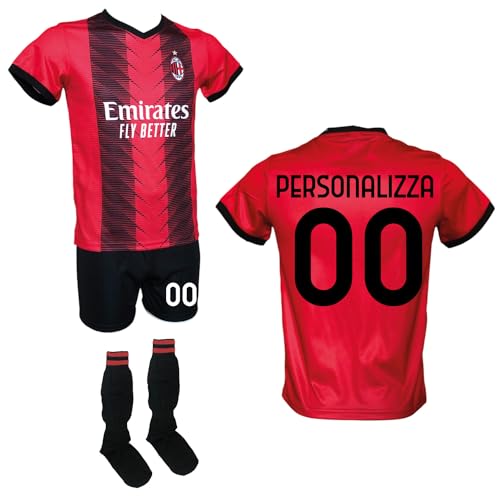 DND Di D'Andolfo Ciro Completo Calcio Maglia Personalizzabile rossonera Pantaloncino e Calzettoni Replica Autorizzata 2023-2024 Taglie da Bambino e Adulto (XL (Adulto))