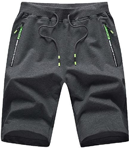 JustSun Pantaloncini Uomo Shorts Uomo Cotone Sportivi Pantaloncini Running Corti con Tasche Palestra Corsa Fitness Pantaloncini Estivi Sport Grigio Scuro M