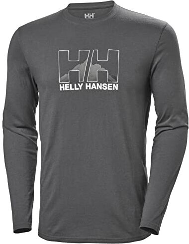 Helly Hansen Nord Graphic Maglietta a Maniche Lunghe, Uomo, Grigio (981 Ebony), L