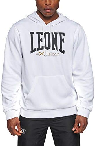 Leone , Felpa con Cappuccio Logo, Unisex Adulto, Bianco, XL, ABX111