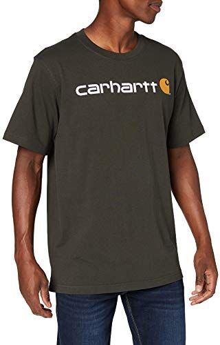 Carhartt T-Shirt Pesante, Vestibilità Comoda, Manica Corta, Grafica Del Logo, Uomo, Verde (Torba), S