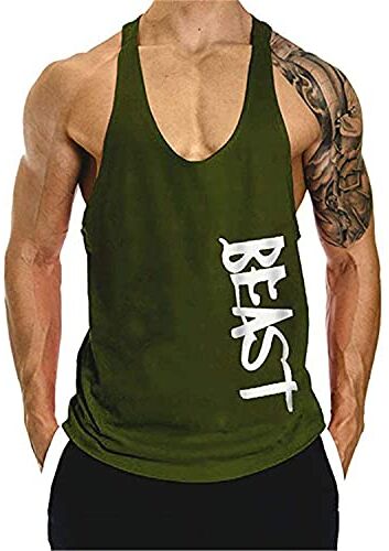 Cabeen Beast Palestra Uomo Canotta Bodybuilding Canottiera Smanicato Cotone Sport Tank Top