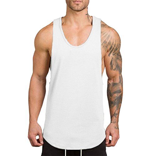 Generic Uomo Muscle T-Shirt Sportive Bodybuilding Muscle Fitness T-Shirt Allenamento Maglie Senza Maniche Schiena a Y. Canotta Vest Tank Top Palestra Cotone Stringer