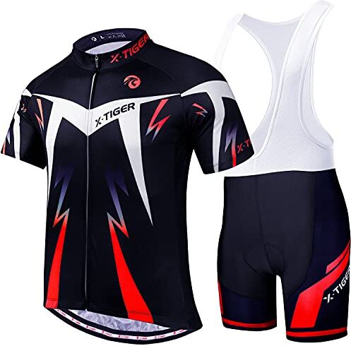 X-TIGER da Ciclismo Uomo 5D Gel Salopette Pantaloncini Corti Imbottiti Set di Abbigliamento Ciclista