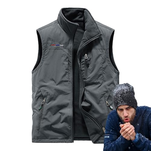 OSKOE Gilet Imbottito Da Uomo, Gilet Invernale Da Uomo Leggero E Pieghevole, Giacca Spessa Senza Maniche Da Corsa, Gilet In Pile Sportivo Da Uomo Double Face Per Escursionismo, Alpinismo, Campeggi