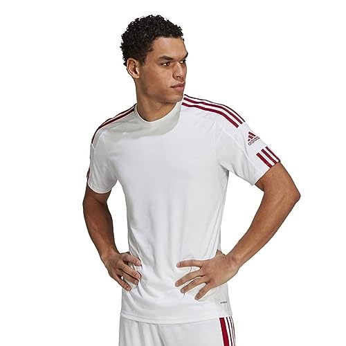 Adidas Squadra 21 Short Sleeve Jersey T-shirt, White/Team Power Red, S Uomo
