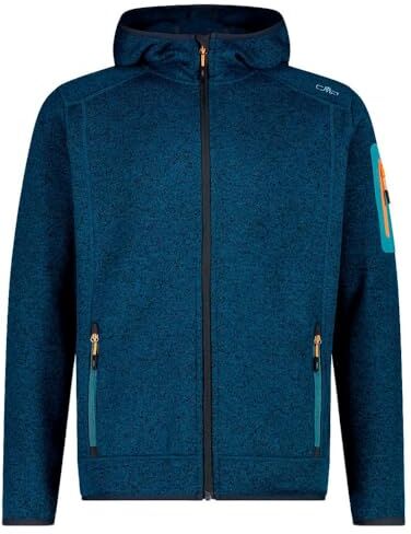 CMP Giacca in Knit-Tech da Uomo con Cappuccio Fisso, Bluesteel-Antracite, 48