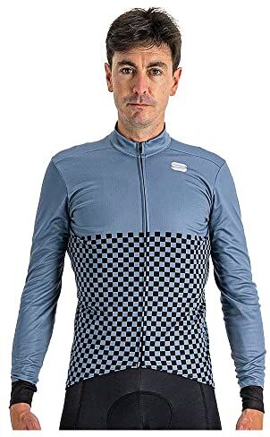 Sportful 1121517 Checkmate TH Jersey Maglia Lunga Uomo Blue Sea Black M