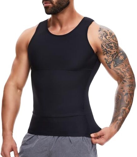 SLIMBELLE Canotta Contenitiva Uomo Elasticizzato Maglia Dimagrante Uomo Fascia Pancia Dimagrante Senza Maniche Canotta Palestra Uomo Shapewear Canotta (Nero, 3XL)