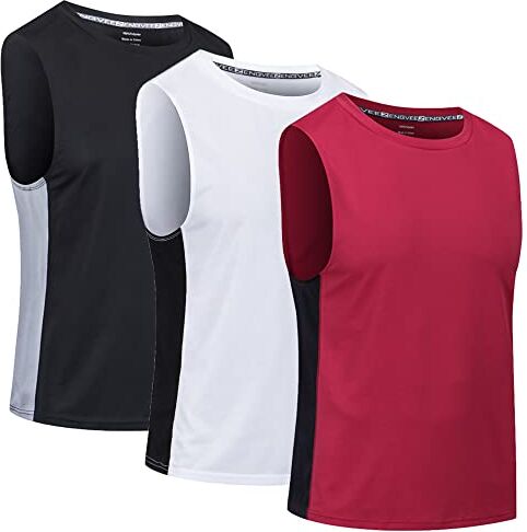 Cimic 3 Pezzi Canotta Palestra Uomo Sportiva Running Canottiera Estiva Maglia Smanicata Maglietta Senza Maniche T Shirt Traspirante Allenamento Canotte Mare Bodybuilding (0505-Black White Red-M)