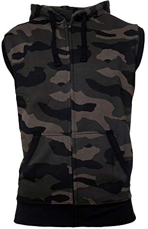 ROCK-IT Apparel I Giacca Senza Maniche con Cappuccio e Zip I Felpa da Uomo I Giacca da Fitness I Felpa con Cappuccio per la Palestra [Taglie S-4XL] I Dark Camo S