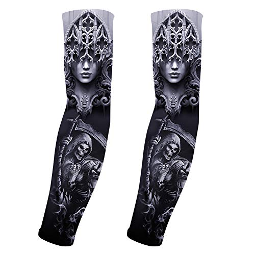 Xinqiao Unisex Tatuaggio Temporaneo Stretch Braccio di Raffreddamento Maniche UV Protezione Sole Copertura Braccio (# 01 Multi-colore)