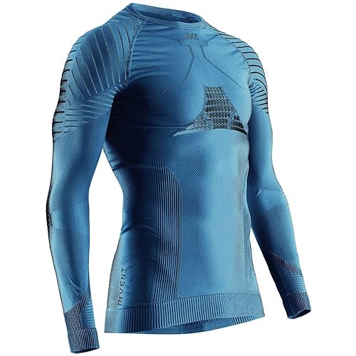 X-Bionic Invent 4.0 Maglia Termica Manica Lunga a Compressione Uomo Running, Sci, Ciclismo, Fitness e Sport Invernali, Blu, L