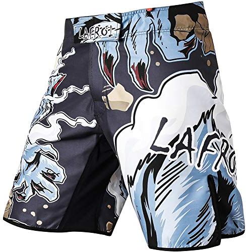 LAFROI Pantaloni da MMA, Boxe, Cross Training e Altri Sport da Combattimento, con Coulisse e Tasca, QJK01, Werewolf, XL