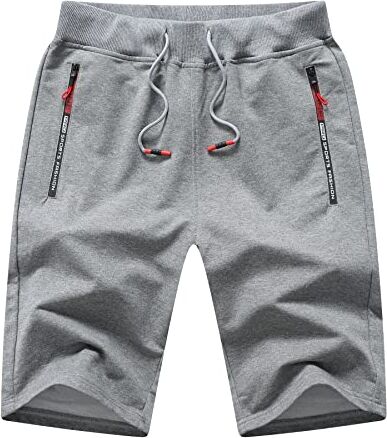 Tansozer Pantaloni Corti Uomo Pantaloncini Uomo Sportivi Estivi Cotone Pantaloncini Corsa Uomo Running Palestra Shorts con Tasche Grigio M