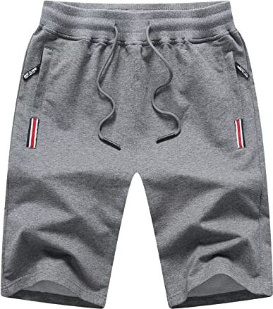 Tansozer Pantaloncini Uomo Shorts Running Uomo Cotone Sportivi Pantaloncini Corti Pantaloncini Palestra Uomo con Tasche Estivi Pantaloncini Corsa Grigio L