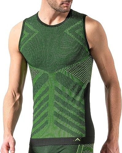 Risalti Maglia Termica Uomo Smanicato Energy Intimo Termico Sportivo Termoregolante, Elasticizzato e Traspirante, Maglia Termica Manica Corta, Canottiera Senza Cuciture Made in Italy