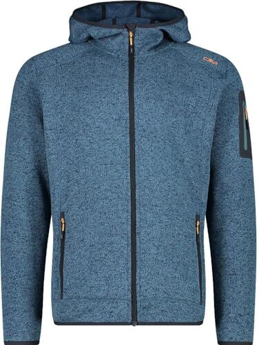 CMP Giacca in Knit-Tech da Uomo con Cappuccio Fisso, Hydro-Bluesteel, 60