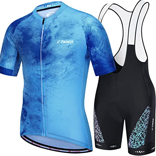 X-TIGER da Ciclismo Uomo 5D Gel Salopette Pantaloncini Corti Imbottiti Set di Abbigliamento Ciclista