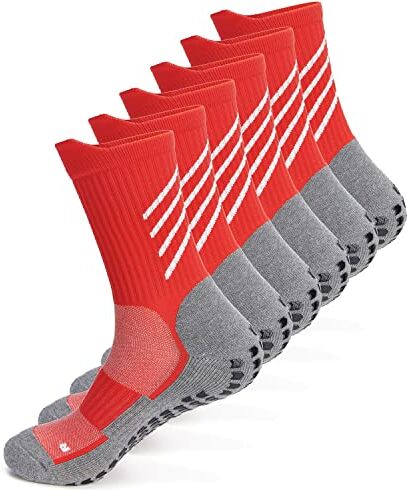 Gogogoal Calzino sportivo antiscivolo Calzino da calcio da uomo Calzino antiscivolo Calzino da ospedale Basket Yoga Palestra Trekking Rosso M 3P