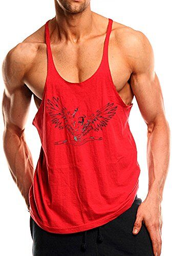 palglg Uomo Muscle T-Shirt da Senza Maniche Athletic Tank Top per Allenamento Fitness ZYZZ01 Rosso S