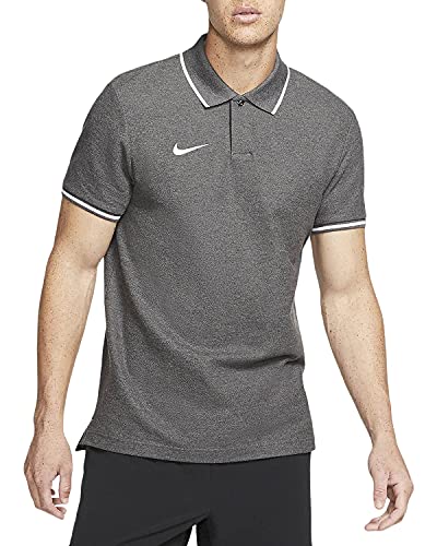 Nike Team Club19 Ss, Maglietta Polo A Maniche Corte Uomo, Grigio (Charcoal Heathr/White), S