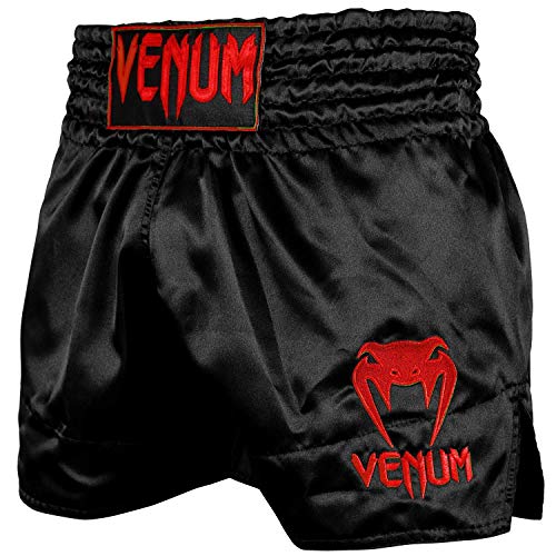 VENUM Classic, Pantaloncini Muay Thai Unisex – Adulto, Nero/Rosso, M
