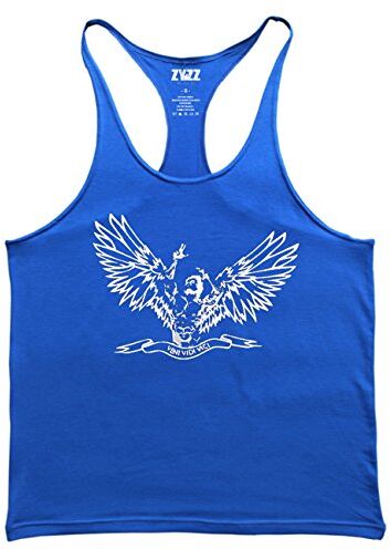 Muscle Alive Uomo Bodybuilding Canotte Palestra Zyzz Stringer Canottiera Cotone 02 Blu S