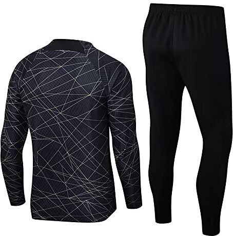 WDDWYHLL Tuta da calcio, da uomo/ragazzo, a maniche lunghe, abbigliamento sportivo, traspirante, per fitness, corsa, jogging, nero 1, M