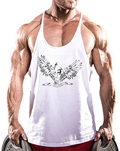 palglg Uomo Muscle T-Shirt da Senza Maniche Athletic Tank Top per Allenamento Fitness ZYZZ01 Bianco M